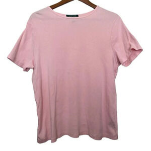 Lauren Ralph Lauren Top Size 1X Light Pink Short Sleeve Cotton Mature Casual